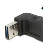 Adaptor EASY-USB 2.0-A T la USB 2.0-A M unghi 90 grade sus/jos, Delock 65521