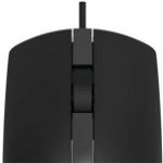 Mouse Delux M322BU-BK, cu fir, USB, optic, 1000 dpi, butoane/scroll 3/1, Negru