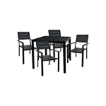 Set mobilier gradina/terasa masa patrata 78x78xh74cm cu 4 scaune culoare neagra