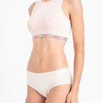 Guess, Top crop cu banda elastica cu logo, Gri deschis melange, M