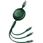 Cablu de date rapid USB BASEUS Bright Mirror 2 3in1 USB-C Lightning Micro 3.5A 1.1m - Verde CAMJ010006, BASEUS