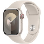Apple Apple Watch 9, GPS, Cellular, Carcasa Starlight Aluminium 41mm, Starlight Sport Band - M/L, Apple