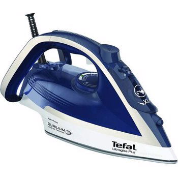 Fier de calcat Tefal Ultragliss Plus FV6812E0, 2800W, jet de abur 260 g/min, abur variabil 0-50 g/min, alb/albastru