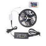 Set Banda Flexibila Led 5050 + Telecomanda + Adaptor + Sursa, Lungime 5 Metri, Interior Exterior Model G 630, Klausstech, KlaussTech