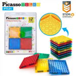 Picasso Tiles, Pachet Extensie 12 placi compatibile cuburi LEGO, +3 ani, Picasso Tiles