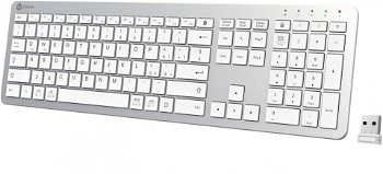 Tastatura Wireless iClever, plastic/aluminiu, argintiu/alb