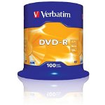 Mediu optic DVD-R 4.7GB 16x 100 bucati argintiu mat, Verbatim