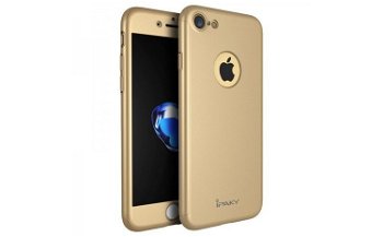 Husa iPaky 360 + folie sticla iPhone 7, Gold, SMART CONCEPT MOBIL SRL