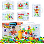 Set construcție tip mozaic Haifeng, surubelnita inclusa, plastic, multicolor, 3-8 ani