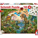 Puzzle 150 piese - Wild Dinosaurs (cu tatuaj) | Schmidt, Schmidt