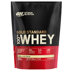 Pudra proteica din zer cu aroma de vanilie 100% Whey Gold Standard, 450 g, Optimum Nutrition, Optimum Nutrition