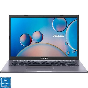 Laptop ultraportabil ASUS X415MA cu procesor Intel® Celeron® N4020, 14", Full HD, 4GB, 256GB SSD, Intel® UHD Graphics 600, No OS, Slate Grey