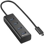 Hub USB Sharkoon 4-Port USB 3.0 Aluminium Hub Type C Black