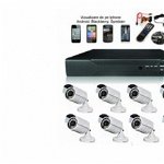 Sistem supraveghere CCTV kit DVR 8 camere exterior, pachet complet la doar 1199 RON in loc de 2199 RON, Red Prod