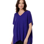 Imbracaminte Femei Eileen Fisher V-Neck Boxy Top Blue Violet, Eileen Fisher