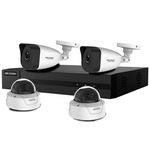 Sistem supraveghere IP mixt basic Hikvision Hiwatch HW-IP-4MXTIR30-4MP, 4 camere, 4 MP, IR 30 m, 2.8 mm, PoE, HikVision