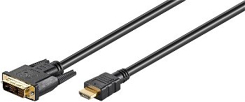 
Cablu HDMI Tata - DVI-D (18+1) Tata, Contacte Aurite, 2m, Goobay
