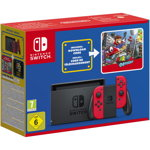 Consola Nintendo Switch Super Mario Odyssey Edition Red Joy-Con (cod Super Mario Odyssey inclus), Negru/Rosu