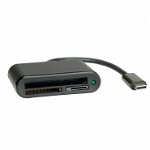 Cititor de carduri USB tip C la SD/MicroSD/CF - CFast 2.0, Roline 15.08.6258