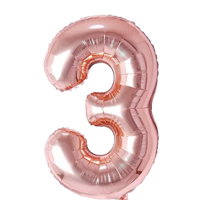 Balon aniversar Maxee, cifra 3, rose, 40 cm