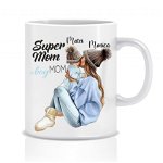 Cana personalizata pentru mamici SuperMOM - boymom - Roz, 1