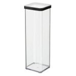 Cutie depozitare plastic patrata transparenta cu capac negru Rotho Loft 2 L, Rotho