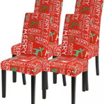 Set de 4 huse pentru scaune Sfit, poliester/spandex, rosu/alb/verde, 50-60 cm / 40 -50 cm