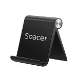 Suport birou Spacer SPDH-FLIP-01-BK, pentru smartphone si tablete de maxim 10inch, pliabil, unghi ajustabil, Negru, Spacer