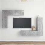 vidaXL Set de dulapuri TV, 4 piese, gri beton, lemn prelucrat, vidaXL