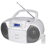 Radio CD portabil, Sencor, Bluetooth, MP3, USB/AUX, Alb