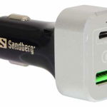 Incarcator auto Sandberg 441-11, 1x USB-C PD 63W + QC3.0, aluminiu
