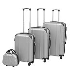 vidaXL Set de valize carcasă tare, argintiu, 4 buc., vidaXL