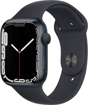 SmartWatch Apple Watch 7, 45mm Aluminium Midnight cu Midnight Sport Band Regular + GPS