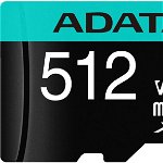 Card memorie ADATA Micro SDXC Premier Pro Clasa 10 UHS-I 512GB + Adaptor, ADATA