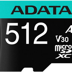 ADATA AUSDX512GUI3V30SA2-RA1 ADATA 512GB Premier Pro MICROSDXC. R/W up to 100/80 MB/s. with Adapter