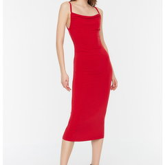 Trendyol Collection Fuchsia Sitting Degaje Guler Midi Strap Rochie Midi Creion tricotată flexibilă TWOSS19AD0020