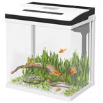 Acvariu PawHut, iluminare LED, sistem autopurificare, 13L, alb si transparent, 29x20x30.5cm