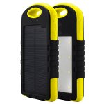 Acumulator extern solar IPX6 8000mAh, 2 USB, Lanterna, Yellow