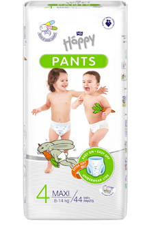 Scutece-chilotel Happy Pants Maxi 4, 8-14 kg, 44 buc, Happy