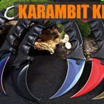 Cutit Karambit, 8 modele diferite, teaca neagra si snur negru,lama ascutita, Ideal P-Online Concept