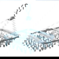 Uscator de rufe 32 de cleme, Plastic, Pliabil, rotire 360 grade, 32x32 cm, Albastru Engros, 