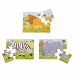 Set 3 puzzle din lemn Jungla Vesela, 2 ani+, BigJigs