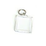 Breloc din plastic transparent, patrat, 32 x 32 mm, U1 