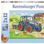 Puzzle tractor pe santier 2X12 piese Ravensburger, Ravensburger