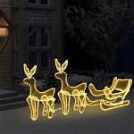 vidaXL Коледна украса, 2 светещи елена с шейна, мрежа, 648 LED, vidaXL