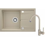 Set chiuveta bucatarie si baterie Deante Leda finisaj bej 67x44cm