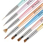 Set 7 pensule unghii Zenail multicolor, ZENAIL