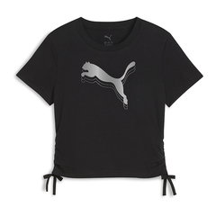 Tricou cu imprimeu logo si volane laterale - Negru/Gri, Puma