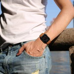 Curea piele Tech-Protect Leatherfit compatibila cu Apple Watch 4/5/6/7/8/SE/Ultra 42/44/45/49mm Brown, TECH-PROTECT