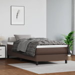 vidaXL Saltea de pat cu arcuri, maro, 90x200x20 cm, piele ecologică, vidaXL